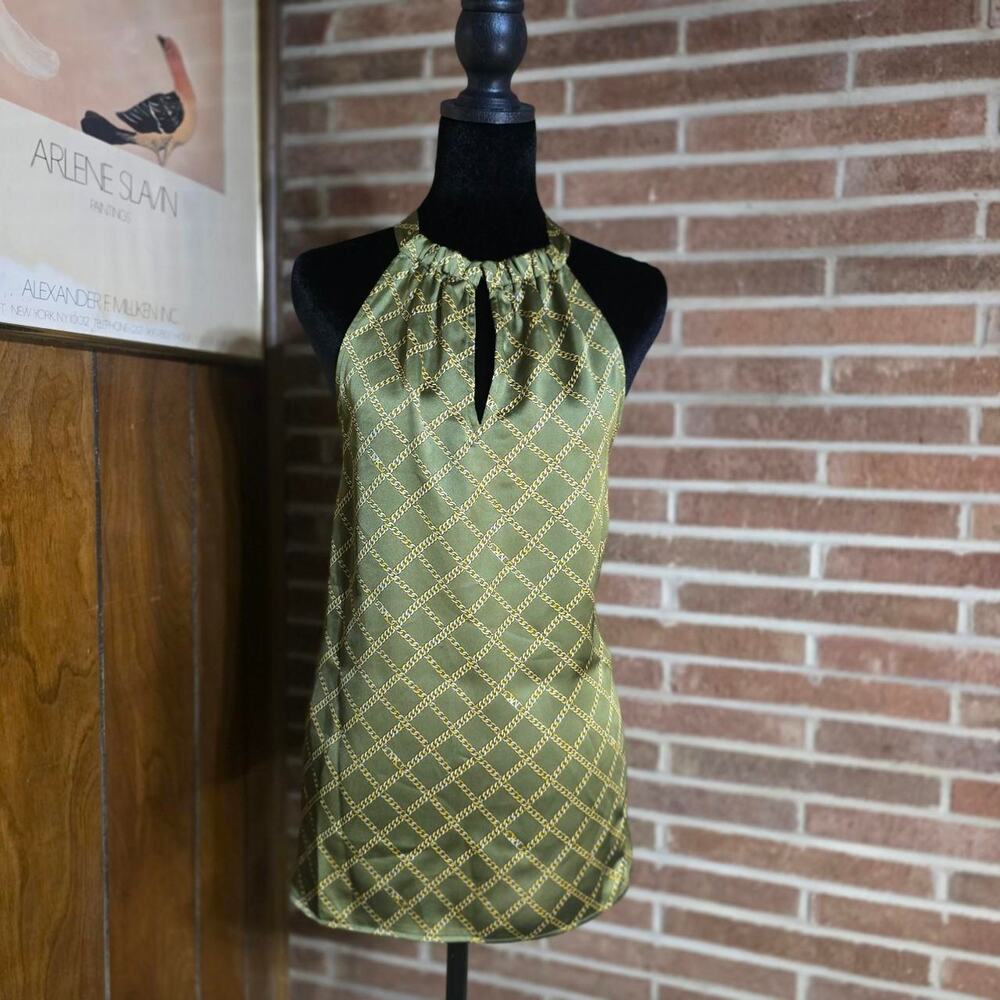 Michael Kors halter top with chain design green SZ XL